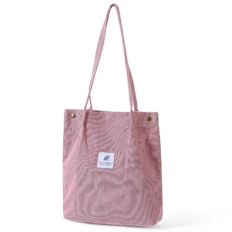 Bolso de hombro de pana Canva, bolso de mano artístico versátil transfronterizo, , portador de campus de estilo coreano: Negro