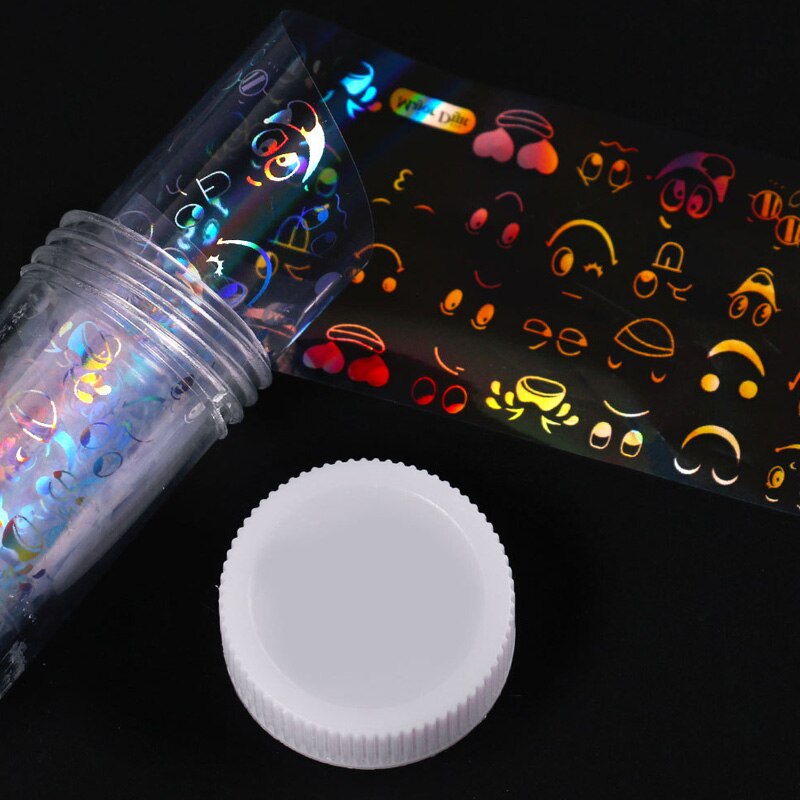 4*100Cm/rouleau holographique ongles Film flamme papillon Smiley Graffiti Nail Art transfert autocollant eau toboggan Nail Art décalque bricolage