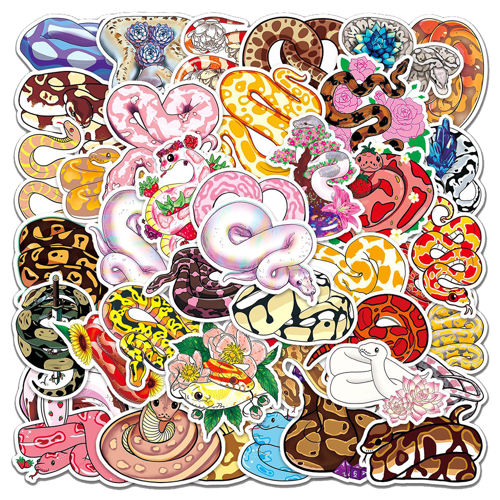 Autocollants waterproof motif serpent drôle pour enfant, stickers de dessin animé, mignon, graffiti, pour bagages, ordinateur portable, skateboard, vélo, jouets, 10/30/50 pièces
