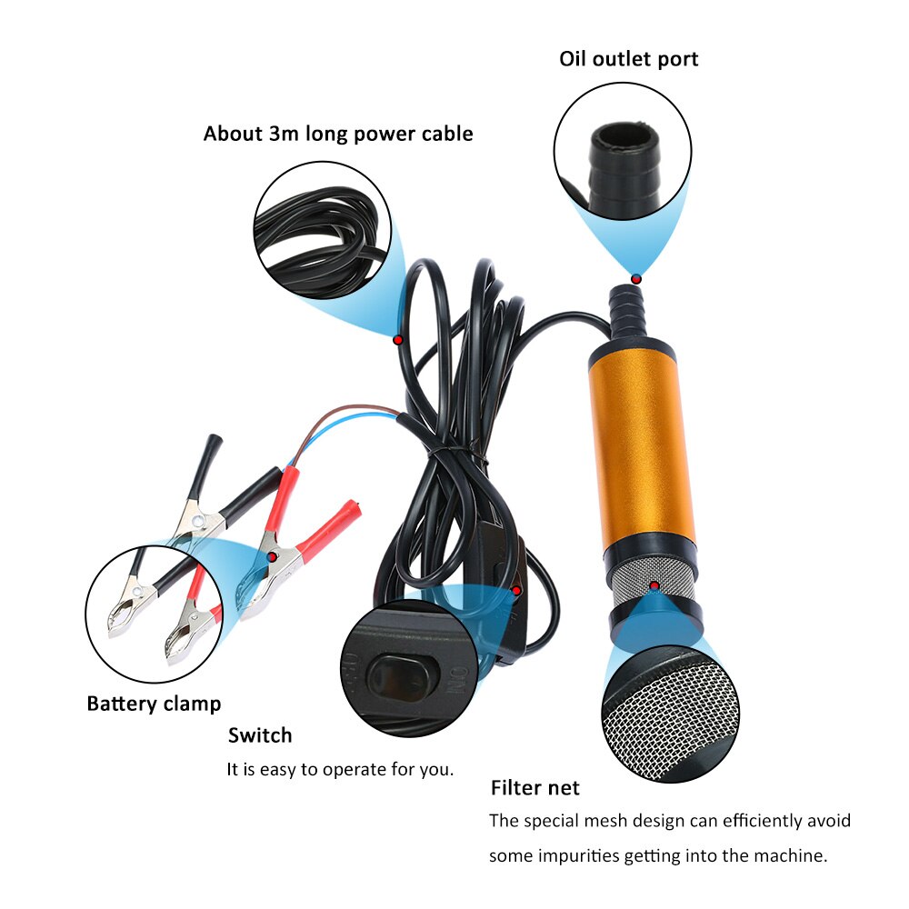 Oil Diesel Fuel Water Pump 12V Transfer Pump for Car Caravan Marine Boat