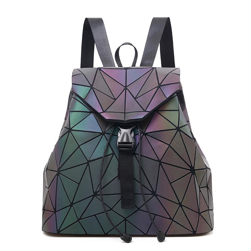 Rugzakken Vrouwen Geometrische Lichtgevende Rugzakken School Rooster Holografische Rugzak PU Leer Vrouwelijke Tassen Meisje Student Travel Bag: Luminous Big A