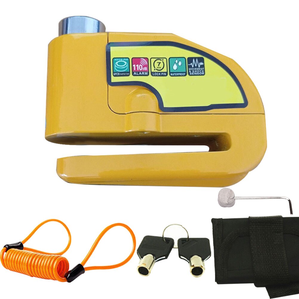 Disc Brake Lock 110db Alarm Scooter Security Portable Outdoor Motorcycle Bike With Reminder Cable Anti Theft Padlock Universal