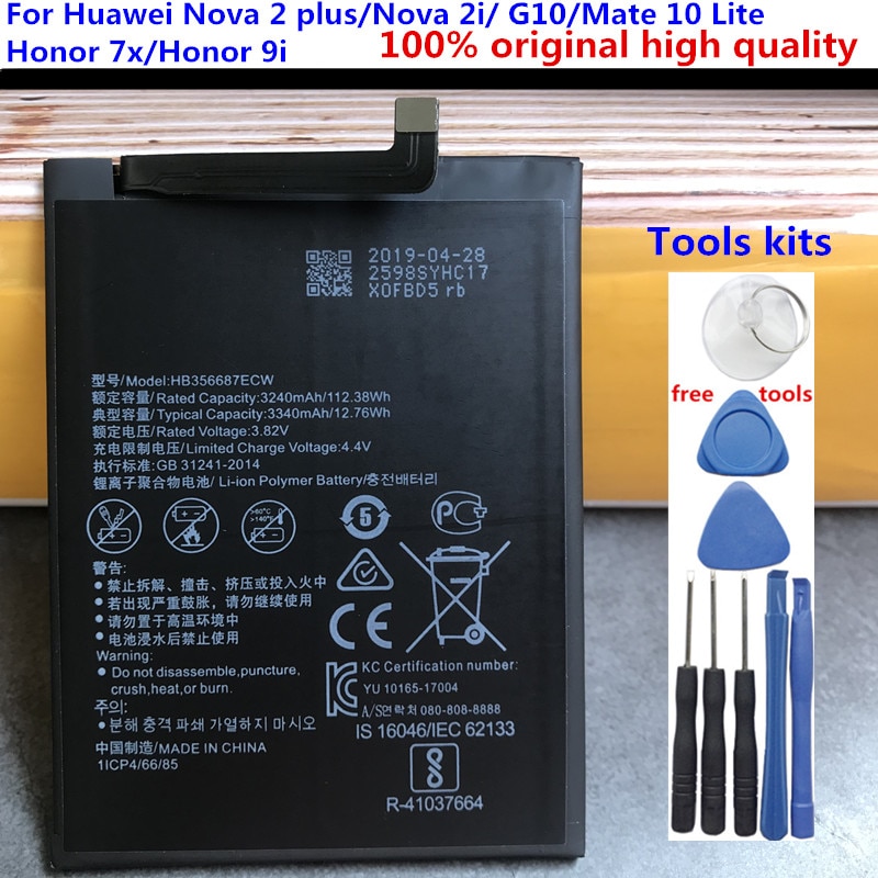 Original HB356687ECW 3340mAh batería para Huawei Honor 7X BND-L21 BND-L22 BND-AL10 BND-TL10 amigo SE BND-L24 baterías