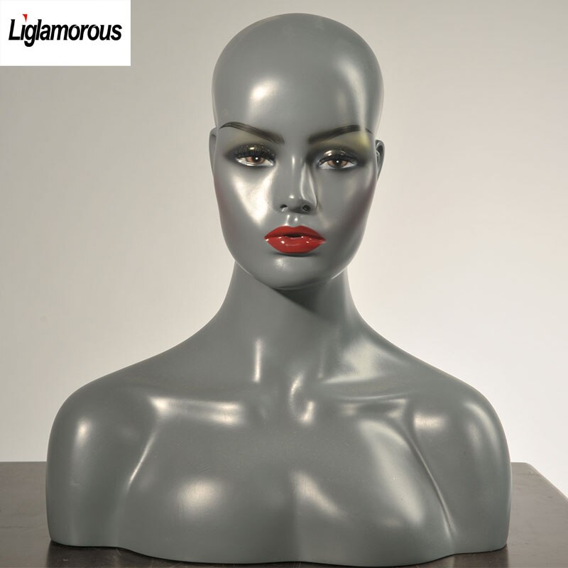 Vier Stijl Vrouwelijke Realistische Mannequin Hoofd Glasvezel Display Sieraden Pruik Hoed Bril Vrouwen Buste Mold Stand Torson Hoofd: NO.40
