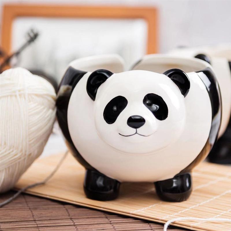 1Pc Cartoon Panda Opslag Kom Desktop Ornamenten Breien Garen Organizer Keramische Panda Opbergdoos Woonkamer Decoratie