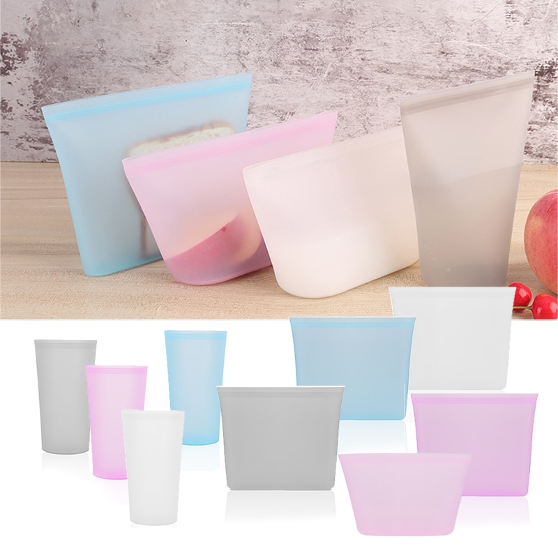 3 stücke Küche Kühlschrank Snack Lager Kasten Suppe Milch Leck Beweis Container Aufstehen Frische Tasche wiederverwendbar Silikon Lebensmittel Lagerung Kasten Taschen