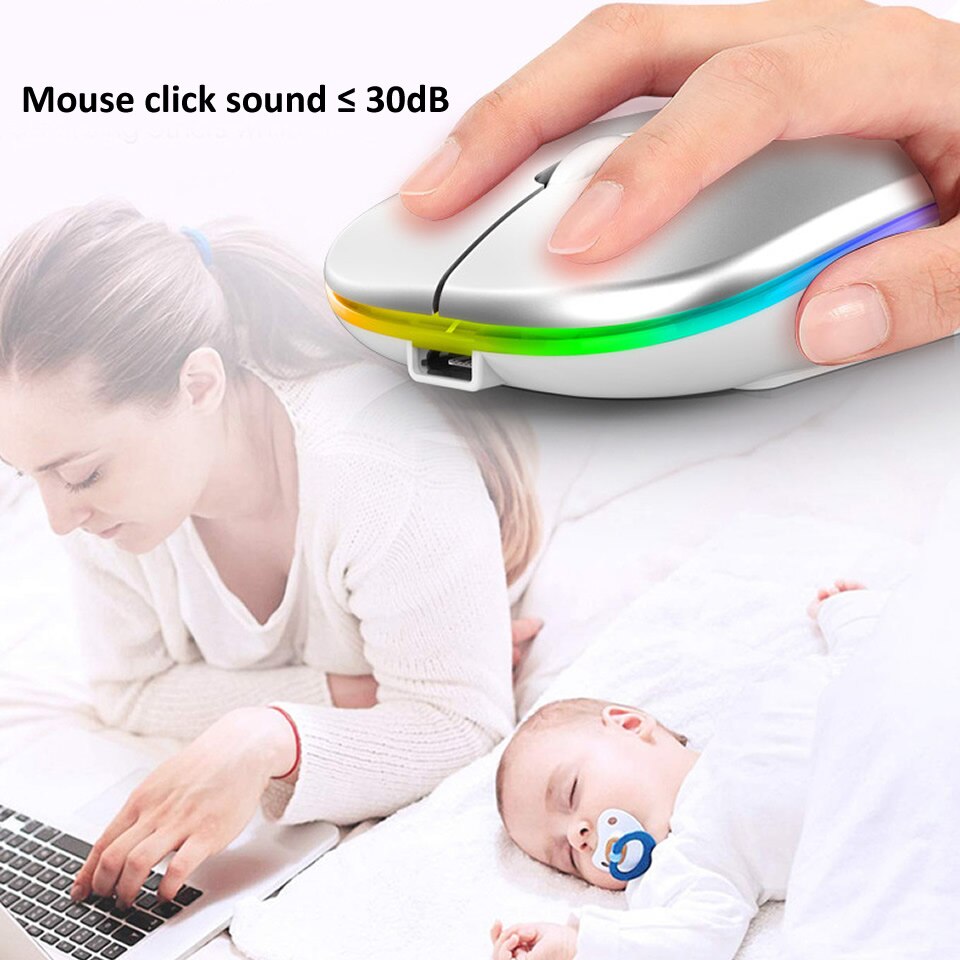 RGB 2.4G Wireless Mouse Bluetooth Mouse Gamer Rechargeable Computer Mouse Wireless USB Ergonomic Mause Silent Mice For Laptop PC