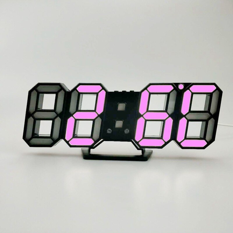 3D LED Wanduhr Modernes Digital Tischuhr Alarm Nachtlicht Wanduhr Uhr Für Zuhause Wohnzimmer Dekoration: Rosa B