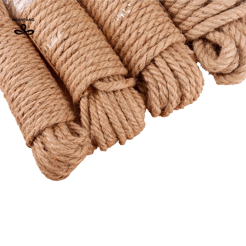 Quanfang  (3,4,6,8,10,11) mm hamp reb naturlig linned jute til gør-det-selv wrap reb juleaktiviteter festartikler håndværksindretning