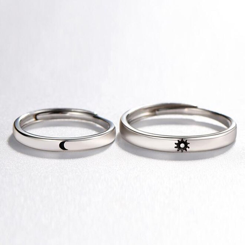 Korea Style Couple Silver Plated Ring Sun Moon Star Islam Religious Couples Rings Power Lovers Jewelry