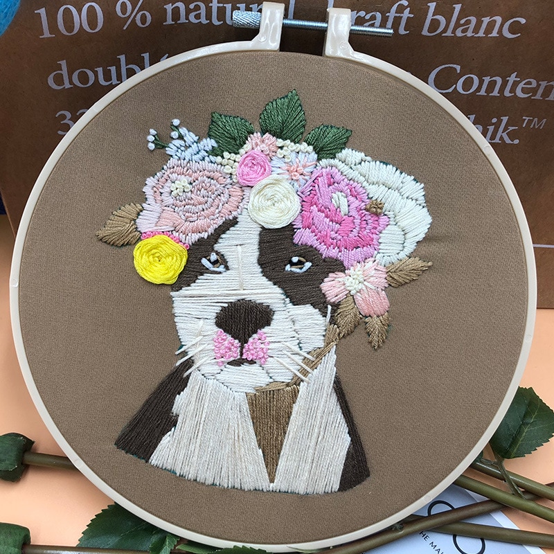 Tecknade hundar mönster diy broderi material paket korsstygssatser 3d broderverktyg nybörjare bordado dekor målningar: 6