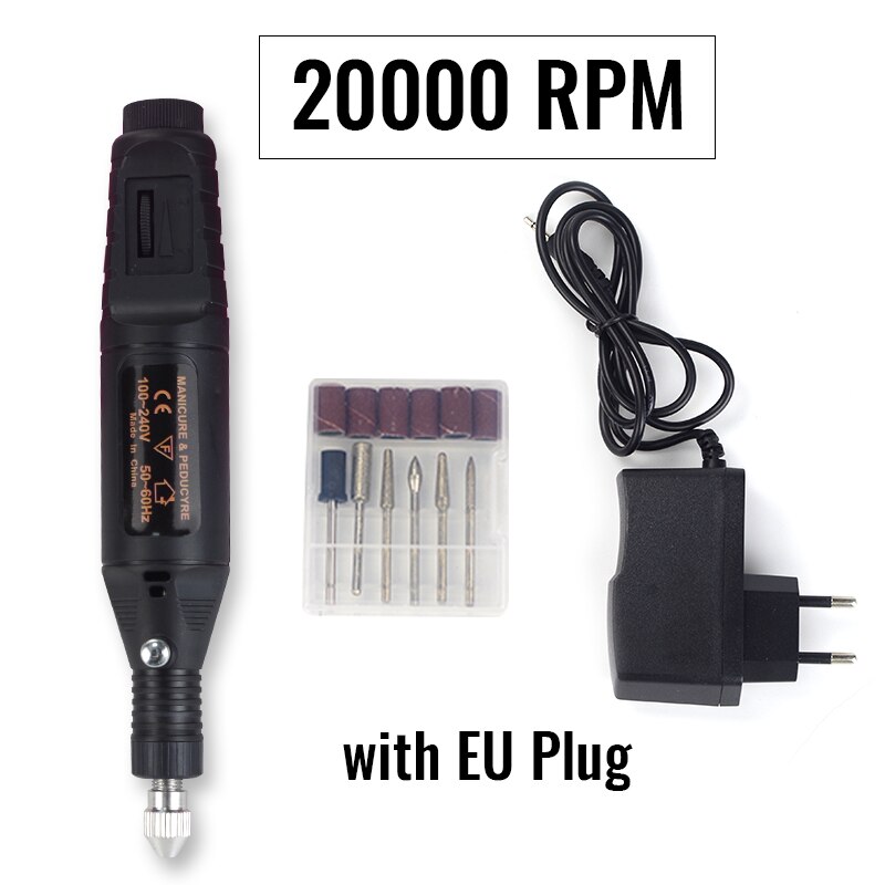 Taladro eléctrico portátil para manicura, máquina pulidora de uñas, 20000RPM: Black nail polisher