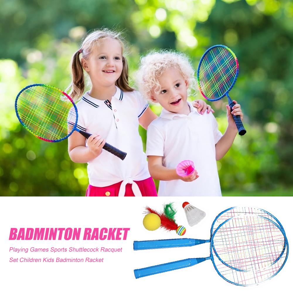 Casual Playing Games Sports Badminton Racket with Shuttlecock for Children Kids Badminton Rackets Set Blue Pink