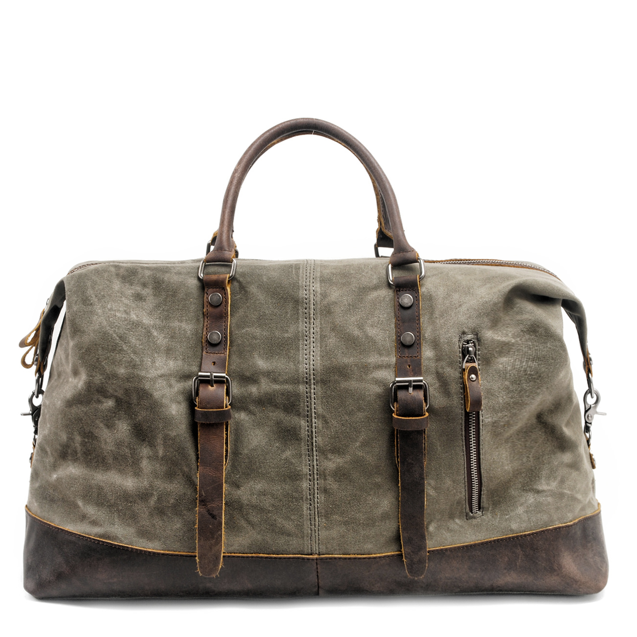 MUCHUAN, bolsos de viaje para hombre, M, bolsos de mano, bolsos de lona de cuero, bolsas de viaje, bolsos de hombro, gran capacidad, fin de semana, durante la noche: Verde militar