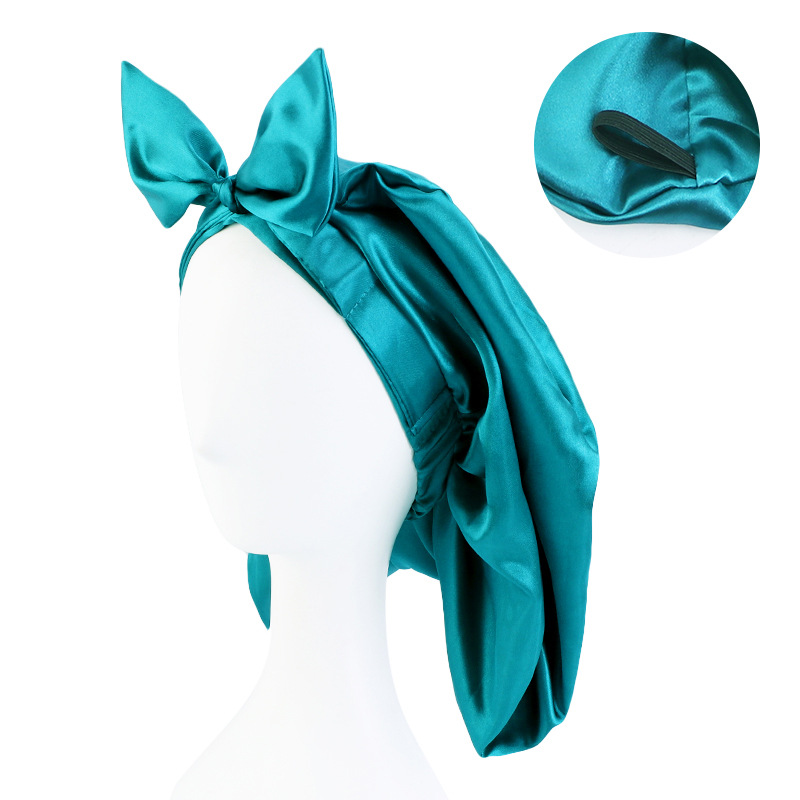 Bonnets de cheveux en Satin pour femmes, Bonnet de couchage soyeux avec bande élastique douce, grands Bonnets pour femmes: 2