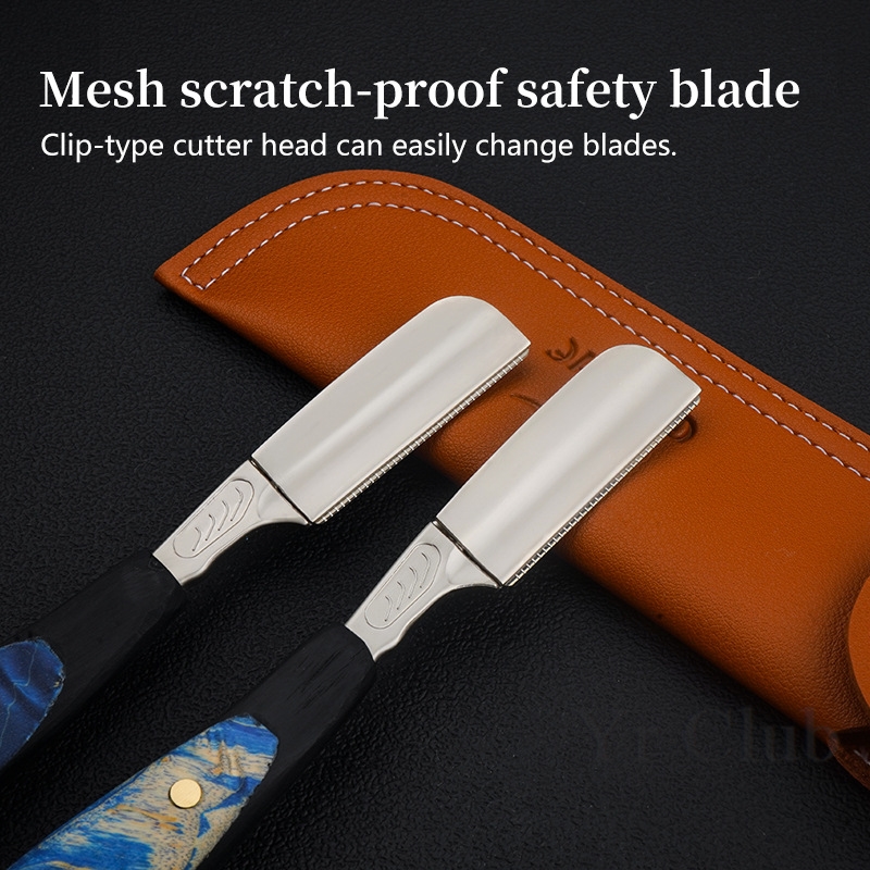Maquinilla de afeitar de seguridad japonesa con mango recto, afeitadora de aleación de Zinc, recortadora de barba de madera, cuchilla de pluma, cuchillo de afeitar, herramientas de barbería de descanso