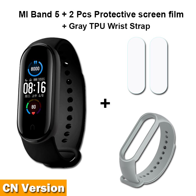 Xiaomi Mi Band 5 Smart Bracelet 4 Color AMOLED Screen Miband 5 Smartband Fitness Traker Bluetooth Sport Waterproof Smart Band: Add Gray