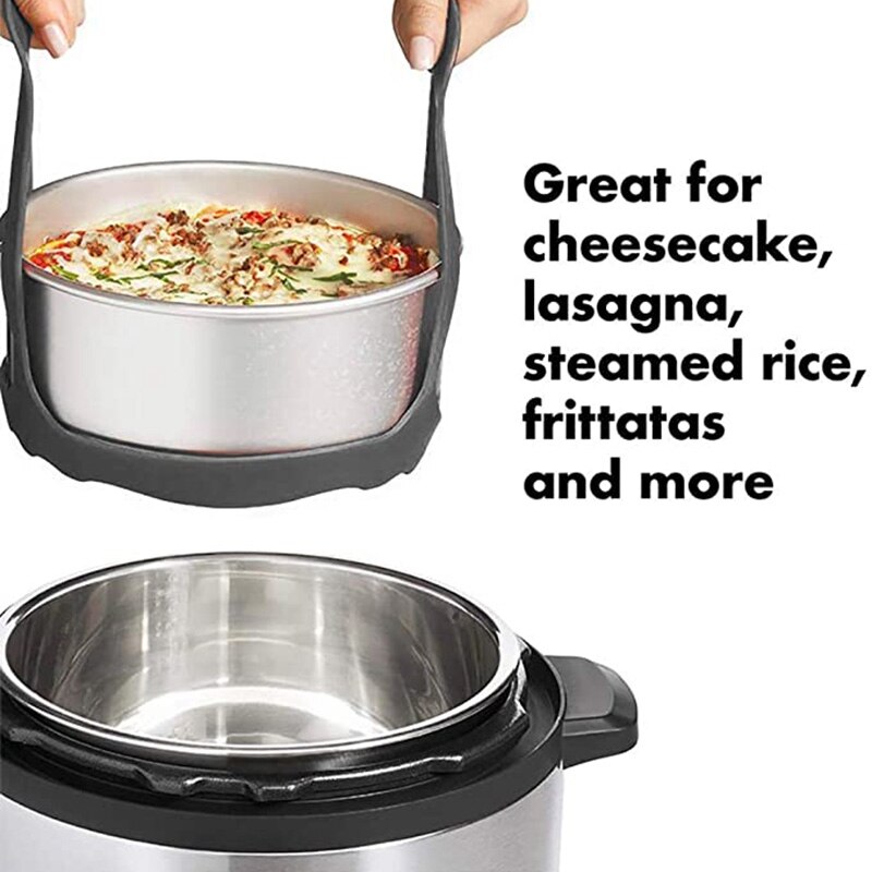 Élingue d'autocuiseur, élingue de cuisson en Silicone pour cuiseur multifonction 6 Qt/8 Qt gris