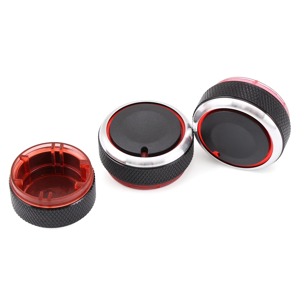 For VW POLO 2003 MK4 MK5 9N 9N3 6R 3pcs/set Aluminum Alloy Air Conditioning Knob AC Knob Heat Control Switch Button Knob