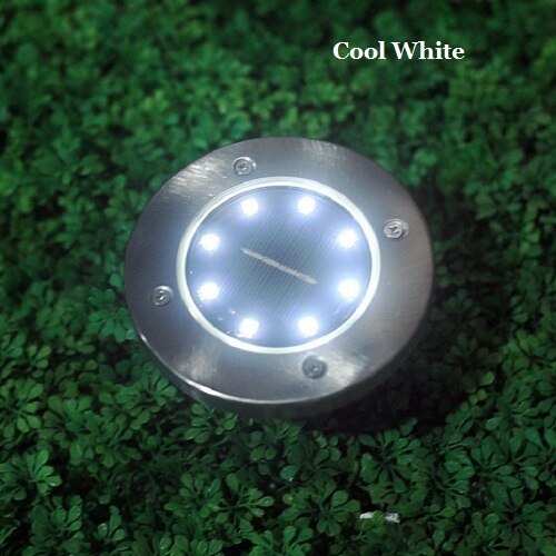 LED solaire lumière de pelouse lampe extérieure colorée 8LED s enterré éclairage souterrain étanche jardin/paysage/patio/rue/canal: 8LEDs Cool White