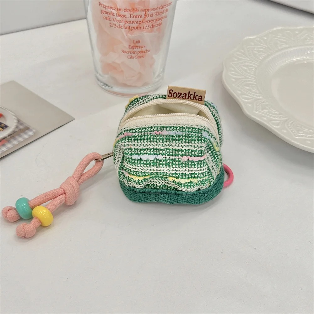 Śliczne przenośne etui na słuchawki Mała portmonetka na monety Biżuteria Mini torba do przechowywania Kobiety Dziewczyny Etui Kawaii Torba podróżna Dekoracje: Brązowy
