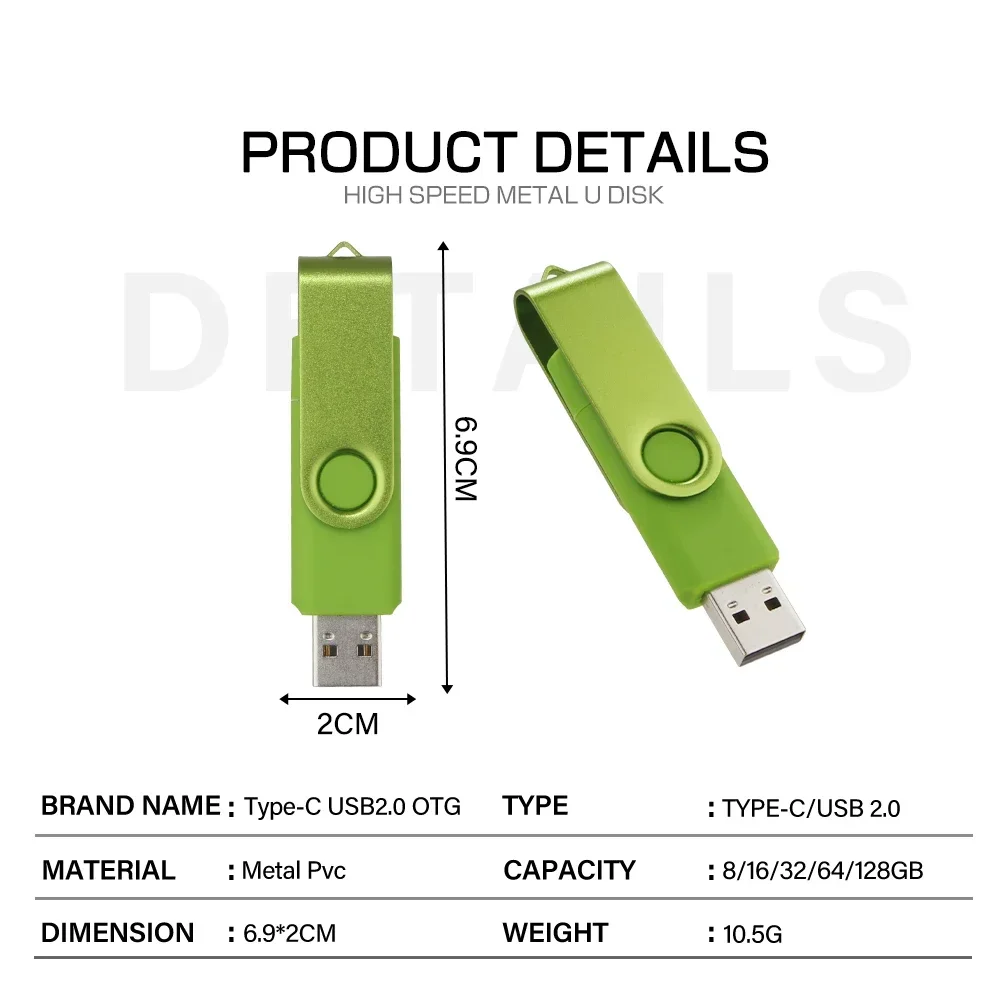 TYPE-C USB Flash Drive 128GB Rode Hoge Snelheid Pen Drive 64GB Donkerblauwe Memory Stick 32GB Draaibare USB Stick 16GB Kleurrijke U Disk