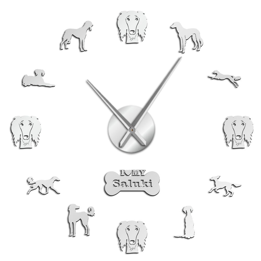 Desperki-Reloj de pared gigante con efecto espejo, pegatinas colgantes, decoración del hogar, para los propietarios de la casa: Silver / 37inch