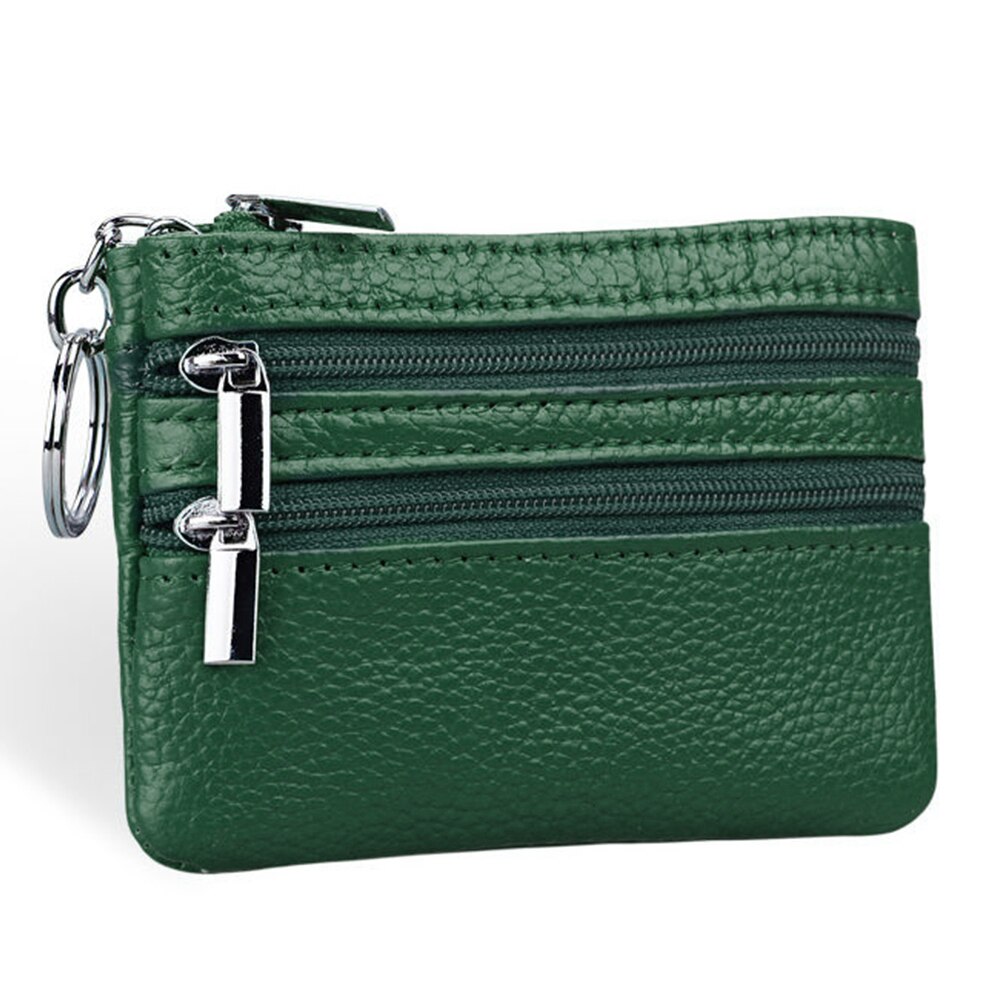 Women Soft PU Leather Three Zipper Coin Purse Mini Wallet in Colors