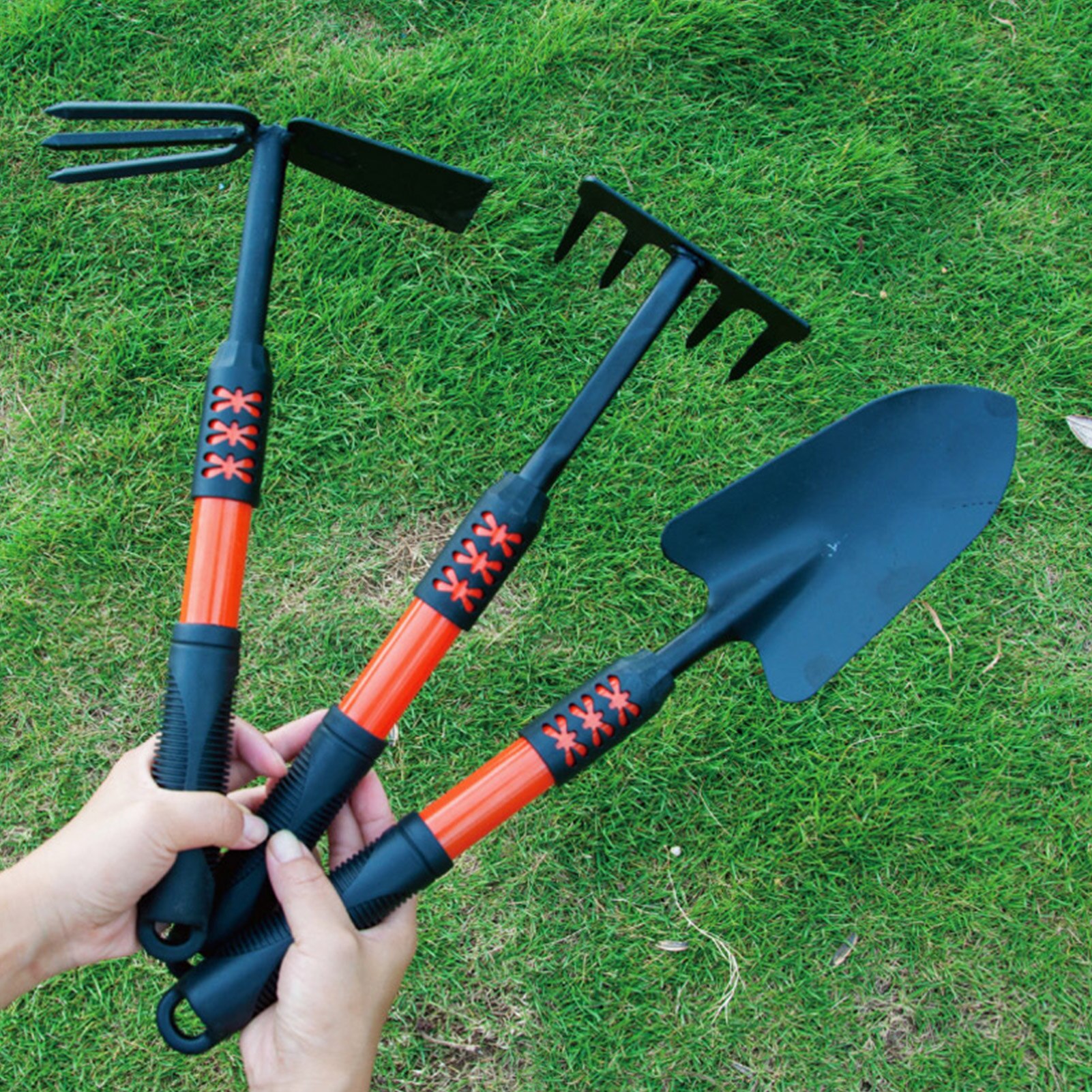 Garden Tool Collection Heavy Duty Garden Trowels Five-tooth Rake Ual-purpose Hoe For Plants Transplanting Weeding