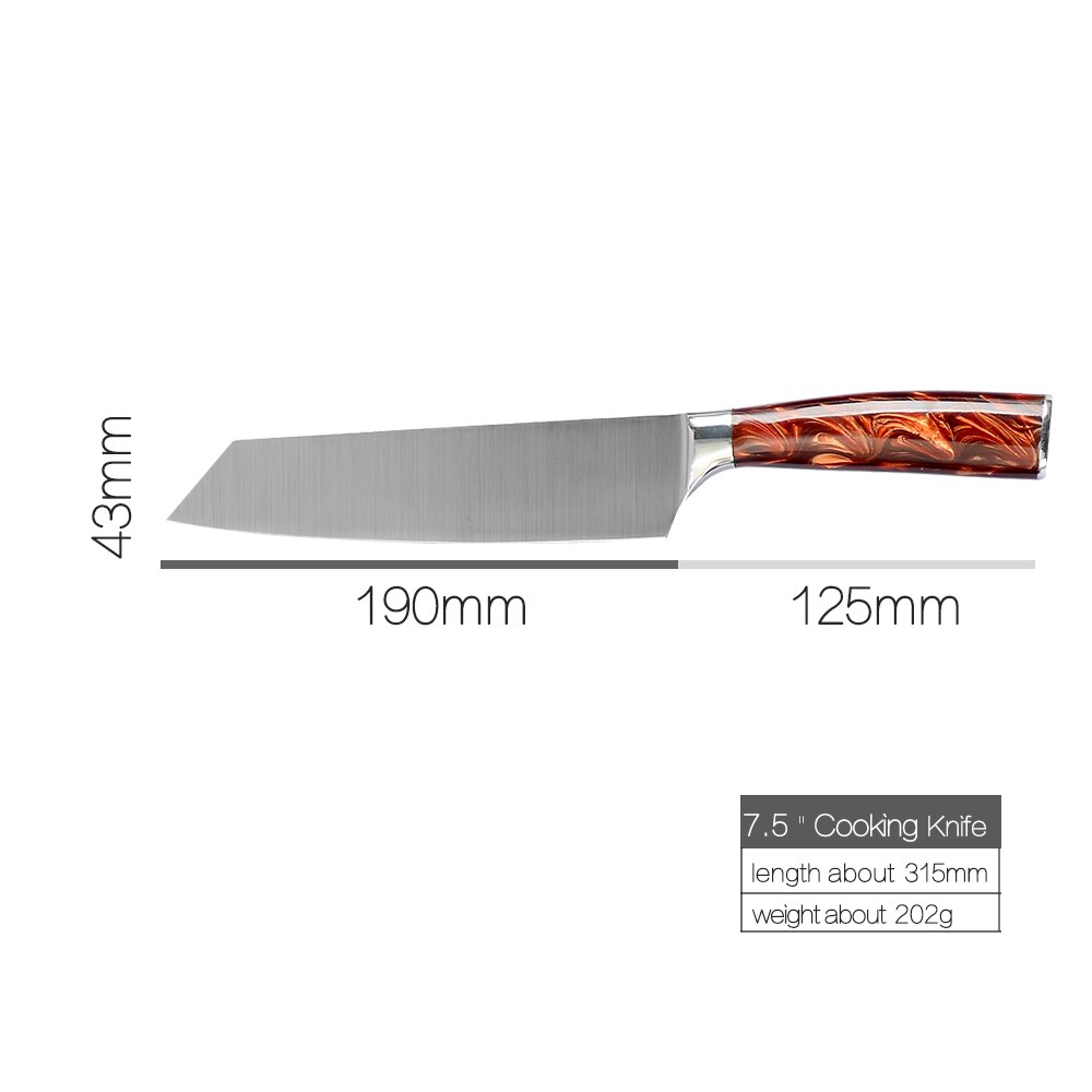 XYj Stainless Steel Kitchen Tool Set 8'' Chef Bread Slicing 7'' Chopping Santoku Knifes 5'' Utility Santoku 3.5'' Paring Slicer: I 7.5 cooking