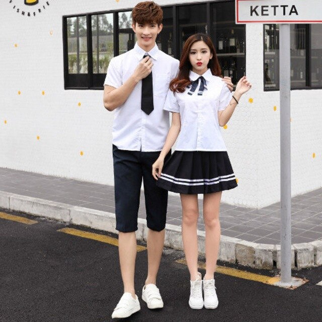 Japanese College Uniform Students Summer Colleges Uniforms Short Sleeve Teenager Navy Sailor Suit Boy Girls Cos Costumes D-0224