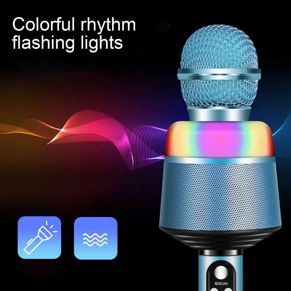 Q008 mini 5.0 bluetooth-handmikrofone mit gesangsaufnahmefunktion, surround-sound, bunten lichtern und karaoke-funktion für zuhause