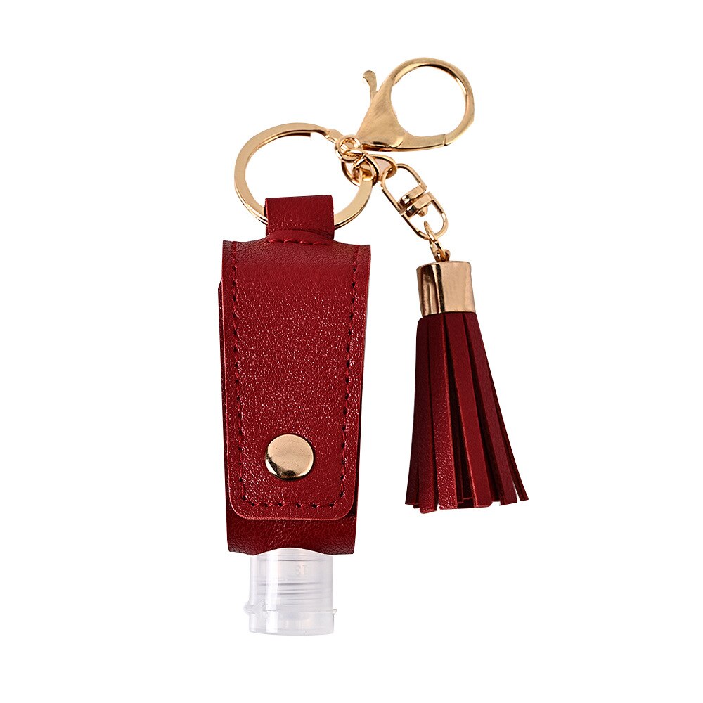 30ml Empty Refillable Bottle Leak Proof Plastic Travel Bottle Portable Squeeze Bottle With Tassel Leather Keychain Holder