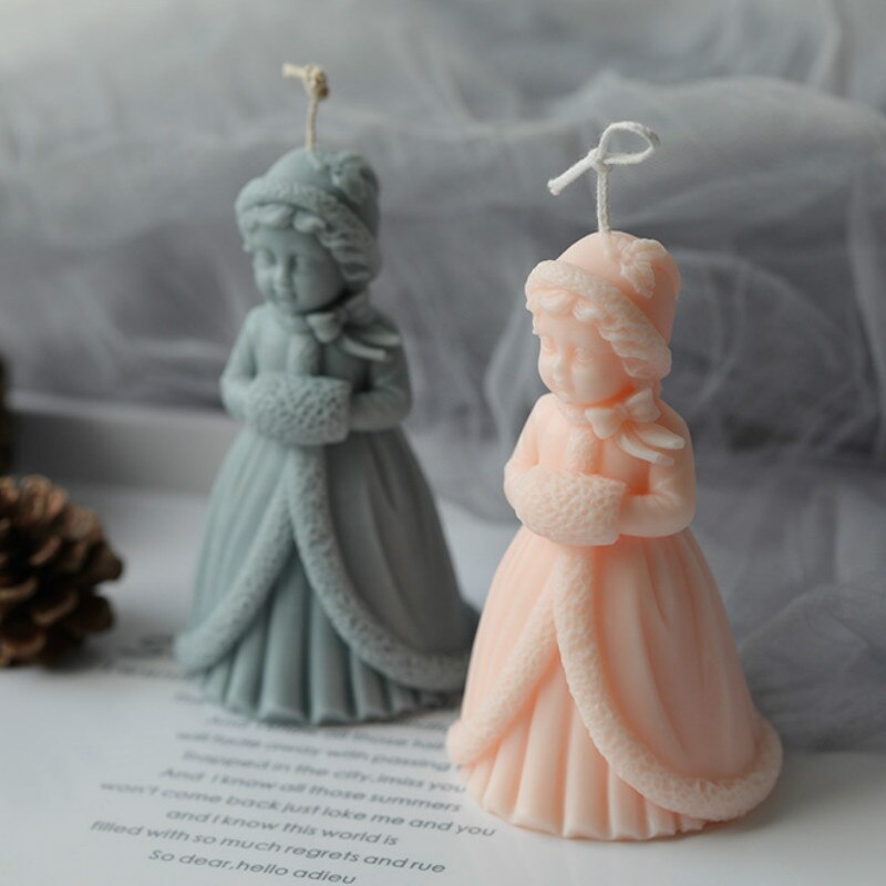 Christmas Girl Silicone Mold Decoration Mold Scented Candle Christmas Little Princess Plaster Baking Cake Cube Mold
