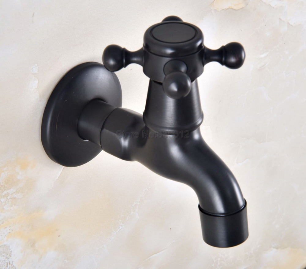 Black Oil Rubbed Bronze Wall Mounted Cross Handles Washing Machine Tap Water Tap tav339