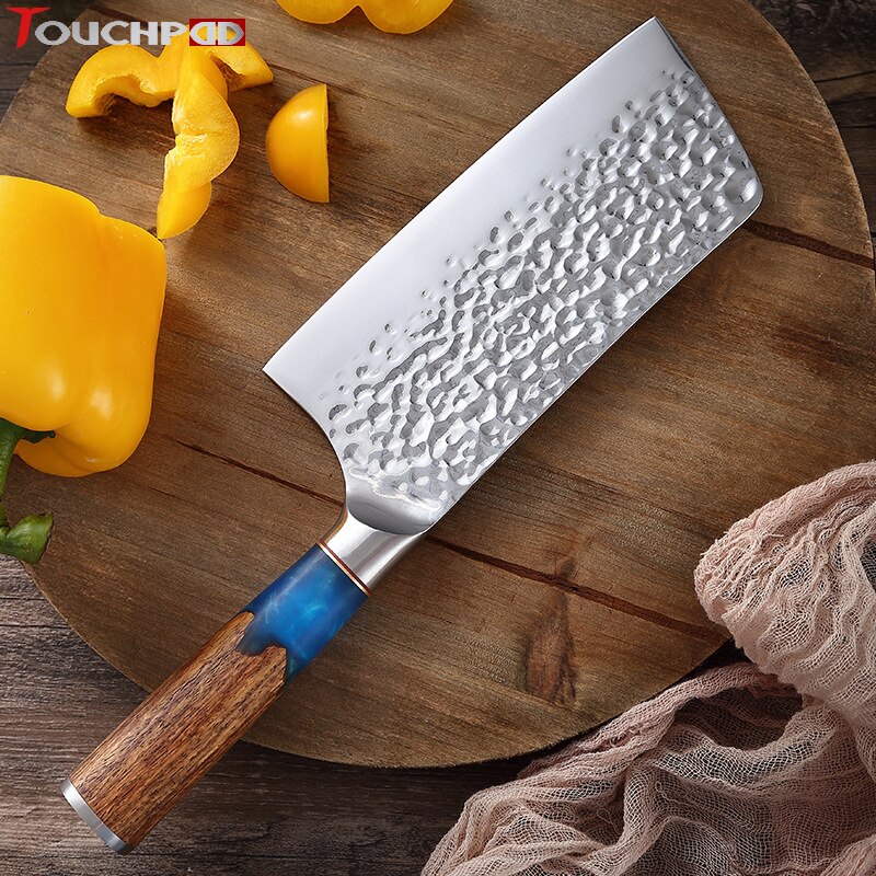 Traditional Handmade Forged Kitchen Knife Hammer Stainless Steel Chef's Chopper Cooking Knives Meat Slicer Butcher &amp; Case
