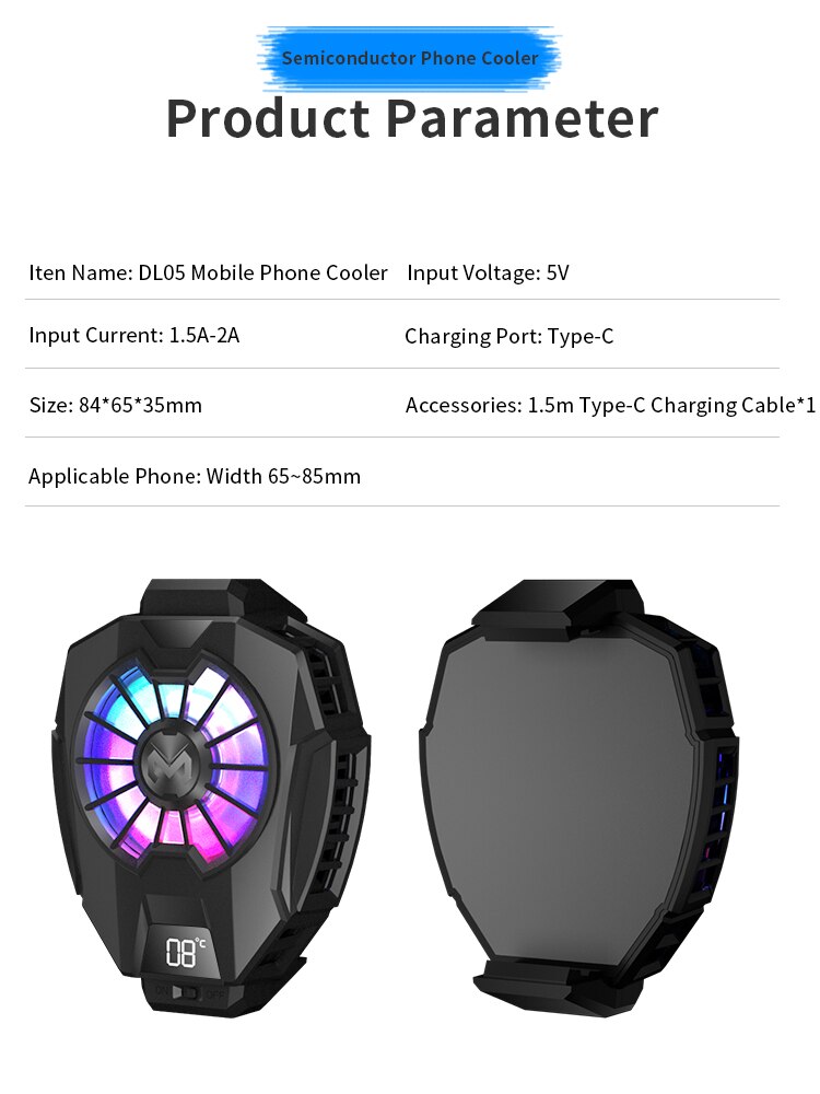 Semiconductor Refrigeration Phone Cooling Fan For Android iOS Game Radiator Black Portable Cell Phone Cooler