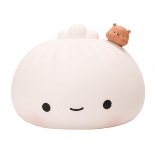 Universal Cartoon Dumpling Night Light Silicone LED Night Light Endurance Quickly Charge Buns Touch Controls Night Light:  Bear