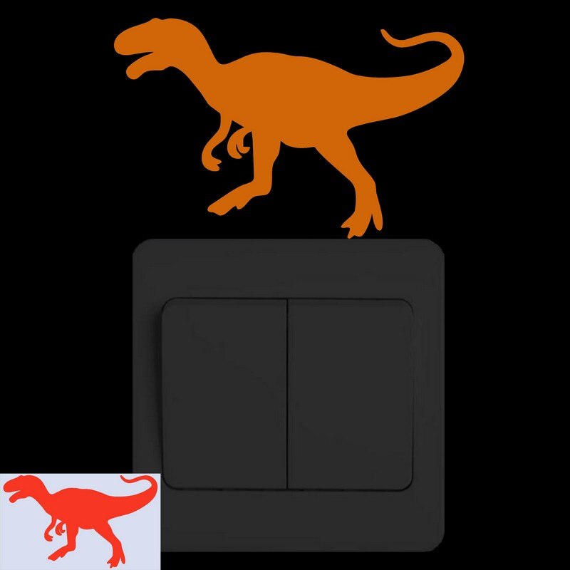 Glöd i mörkret dinosaurie väggdekaler barnrum ljusbrytare klistermärke barn sovrum självlysande klistermärke baby heminredning dekaler: Sr