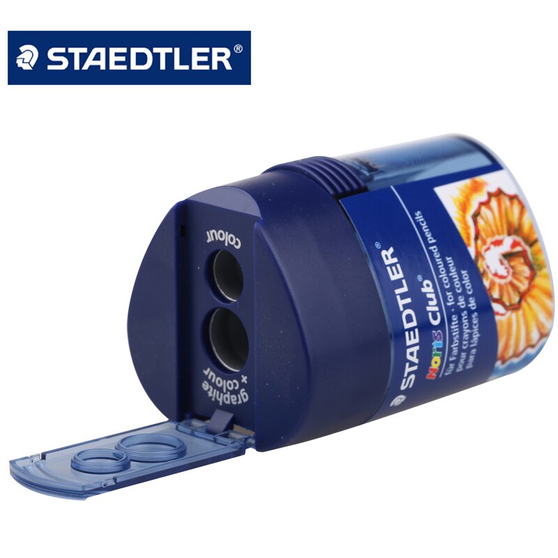 Staedtler de Alemania 512 128, sacapuntas mecánico de doble agujero, papelería azul