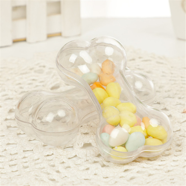Dog Bone Shape Storage Box Transparent Candy Packaging Box Plastic Storage Jewelry Food Container Festival Box: 1- transparent