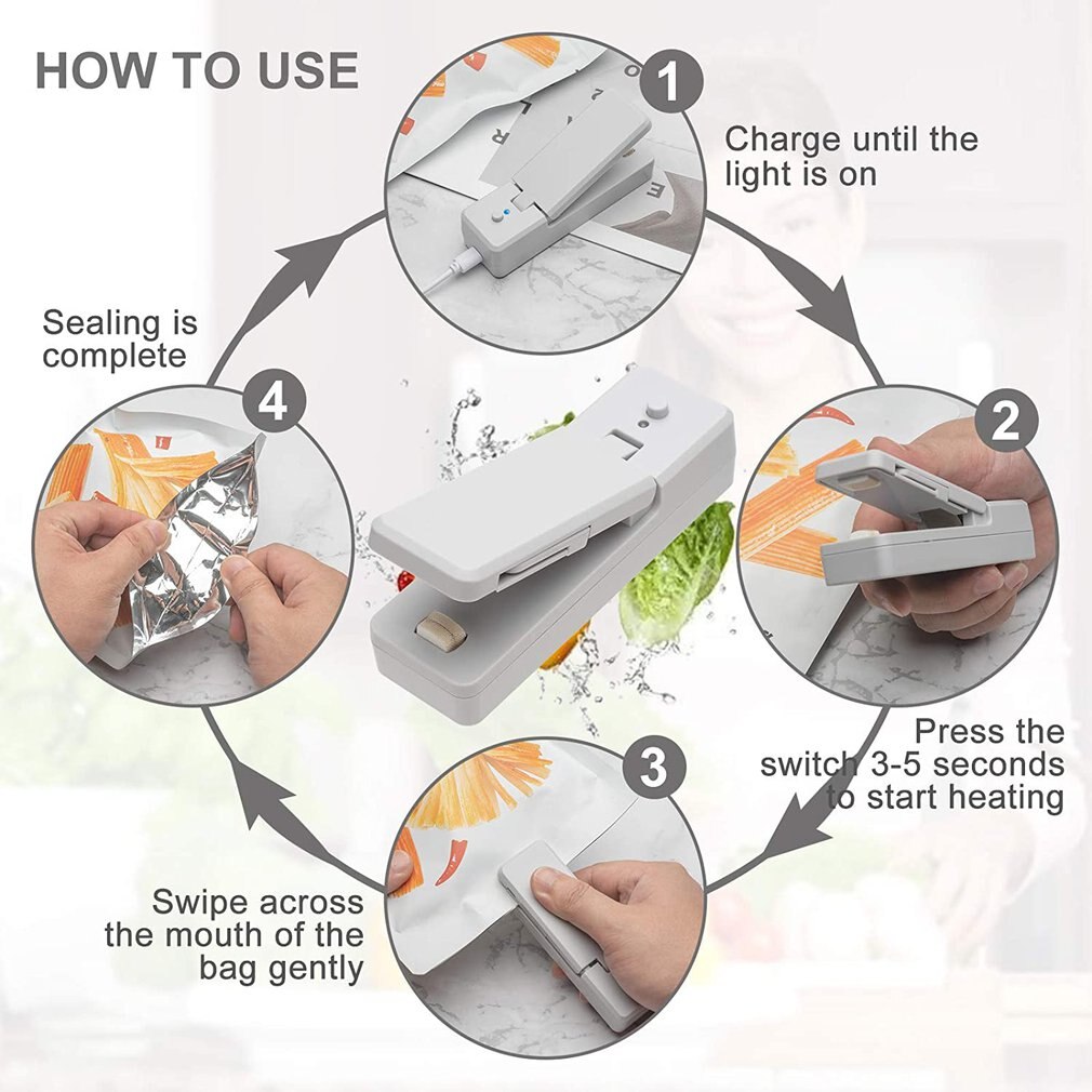 Automatic Electric Home Sealer Portable Seal Machines Food Bag Sealer Packaging Machine Kitchen Accessory Tools