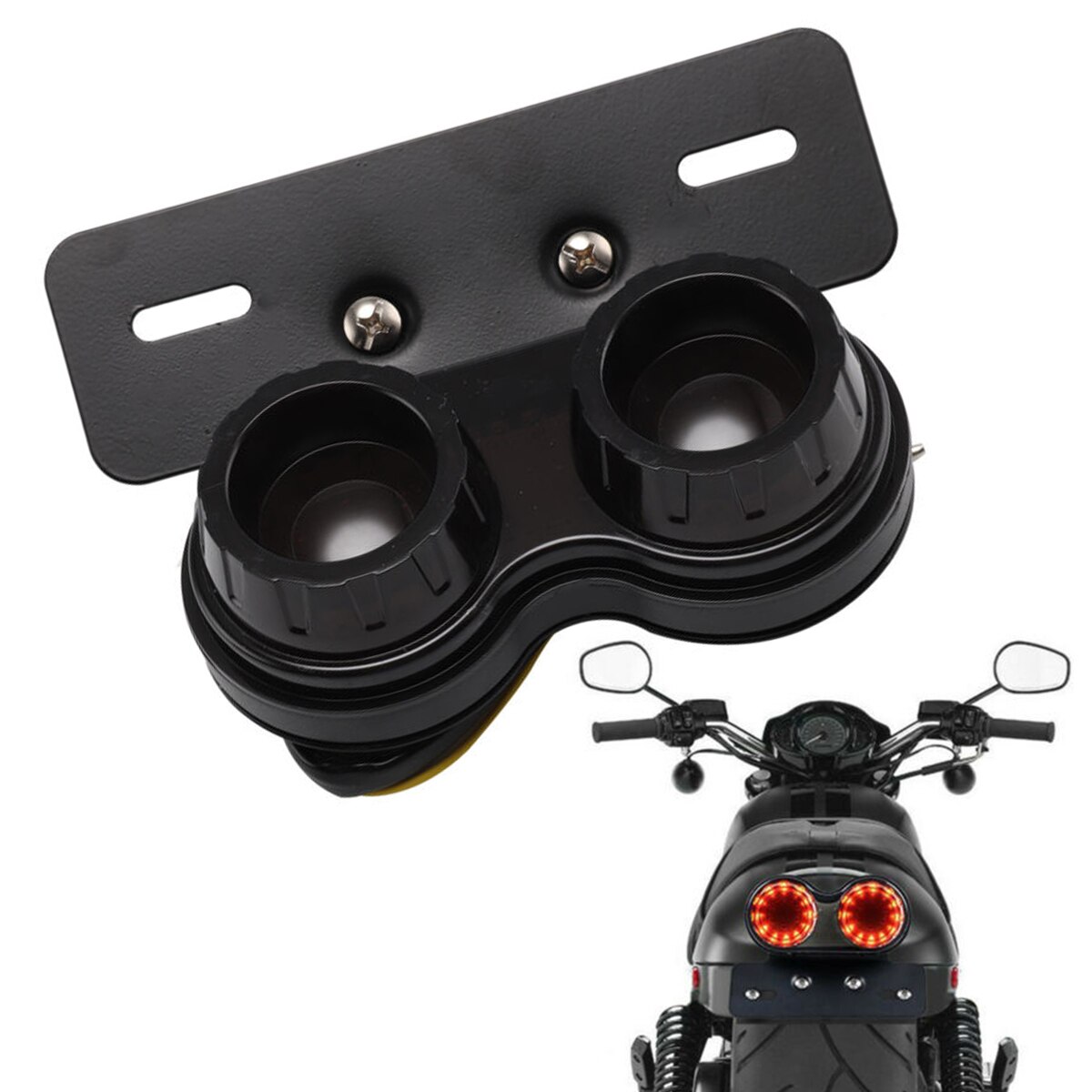 Luz trasera Universal para motocicleta, faro LED de 12V, resistente al agua, con indicador de giro de freno, a prueba de polvo, color negro