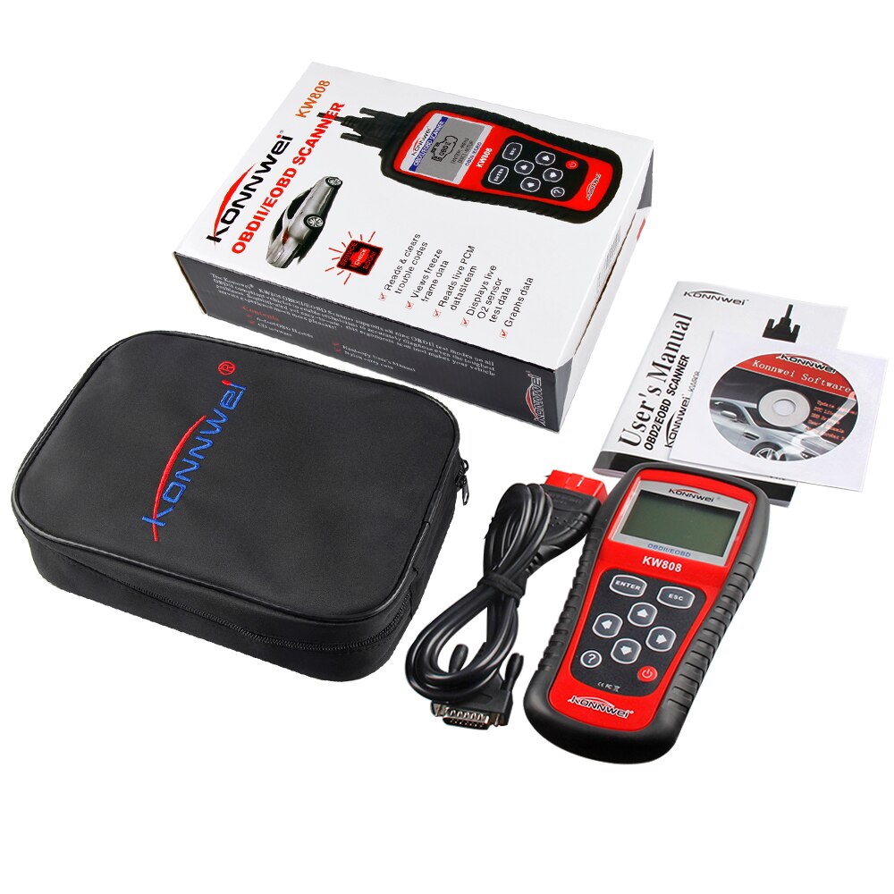 KW808 OBD Car Scanner OBD2 Auto Automotive Diagnostic Scanner Tool Supports CAN J1850 Engine Fualt Code Reader