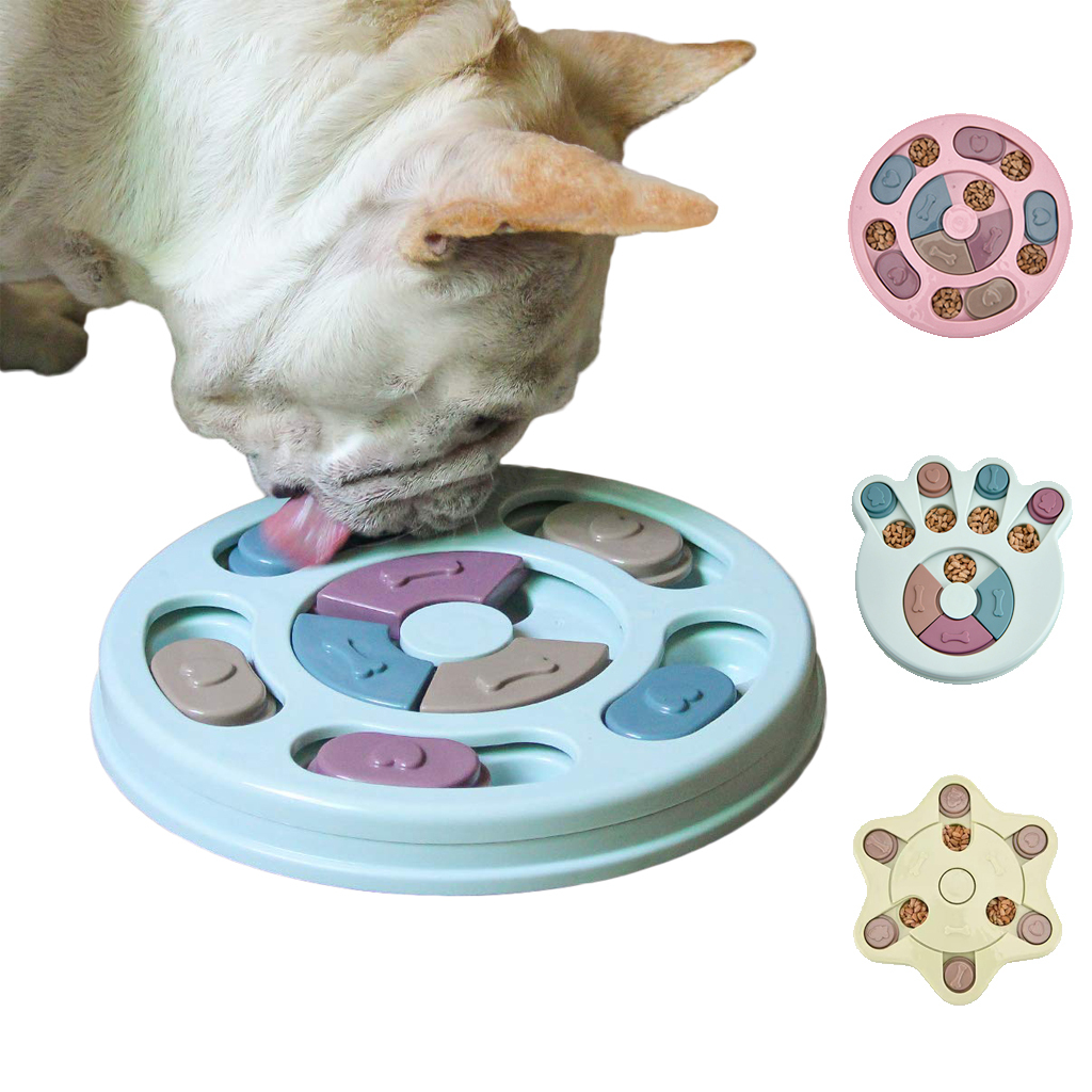 Chien Puzzle jouets augmenter IQ interactif chiot chien distributeur de nourriture pour animaux de compagnie chien jouets de formation fleur forme ronde Puzzle jouet