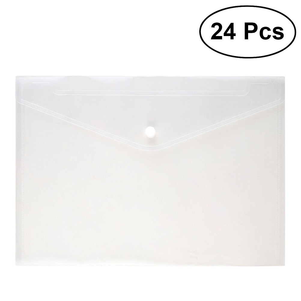 12 Pcs Envelope File Document Folder Clear Document Envelope Organizer with Snap Button(Blue): Whitex24pcs