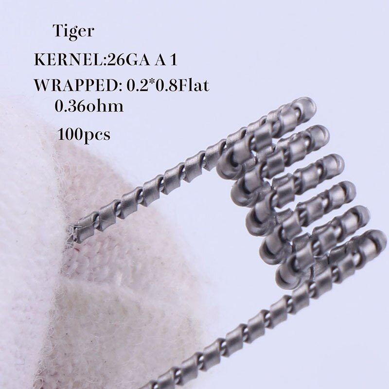 XFKM 50/100 Stck verdrehte Verschmolzen Bienenstock clapton spulen vorgefertigten wickeln Außerirdischer mischen verdrehte Quad Tiger Heizung Widerstand rda spule: Tiger 0.36 100