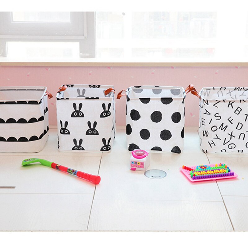 Zerolife – panier à linge pliable 33x35, joli panier de rangement pour linge divers, impression de cosmétiques, coton et lin, organisateur de bureau