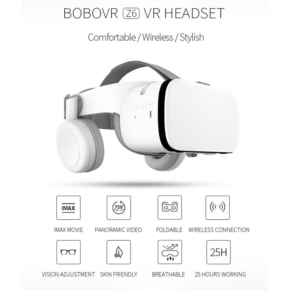 Bobovr-capacete de realidade virtual 3d de couro, bobo vr z4/z5/z6, celular de 4 a 6 polegadas, fone de ouvido estéreo, telefone móvel, óculos virtuais