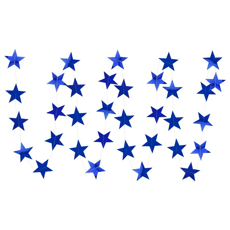 3.8-4.2m Gold Silver Paper Star Garland Banner for Birthday Wedding Decor Glitter Paper Hanging Ramadan Decoration: S07-4m